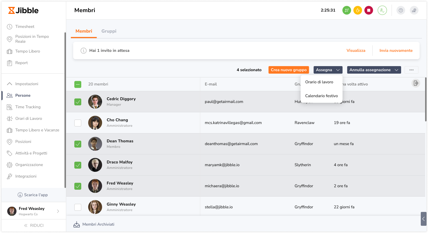 People settings bulk assign member